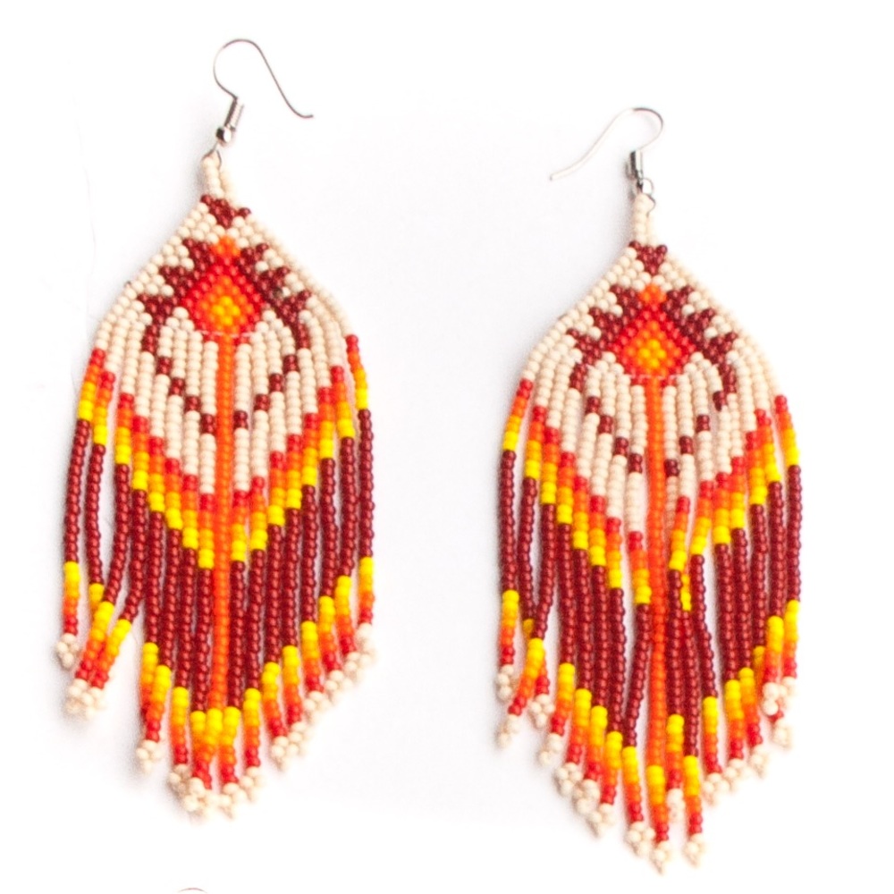 Huichol Fringe Earrings - Picture 3 of 8